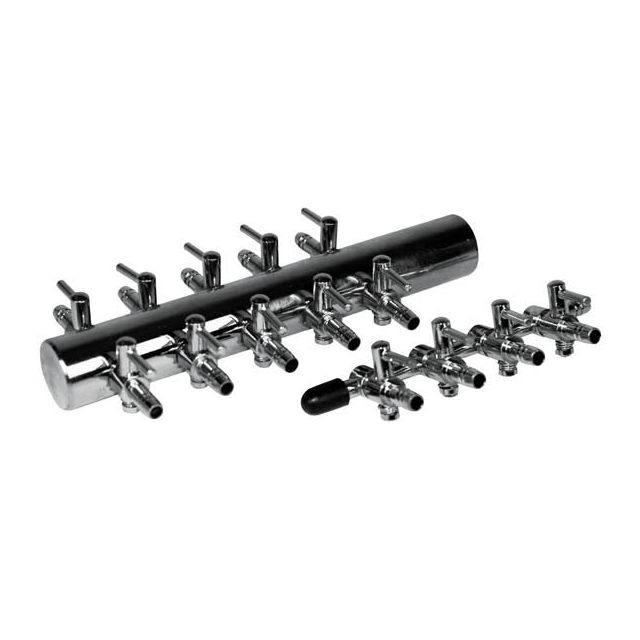 Verdeelkraan verchroomd 12-voudig