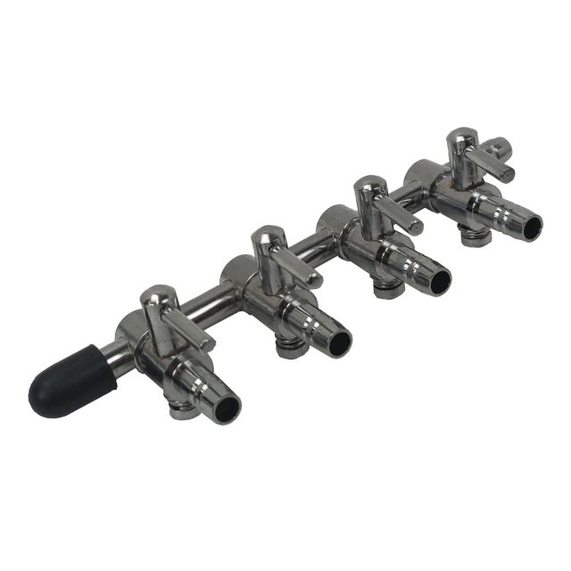 Verdeelkraan verchroomd 4-voudig