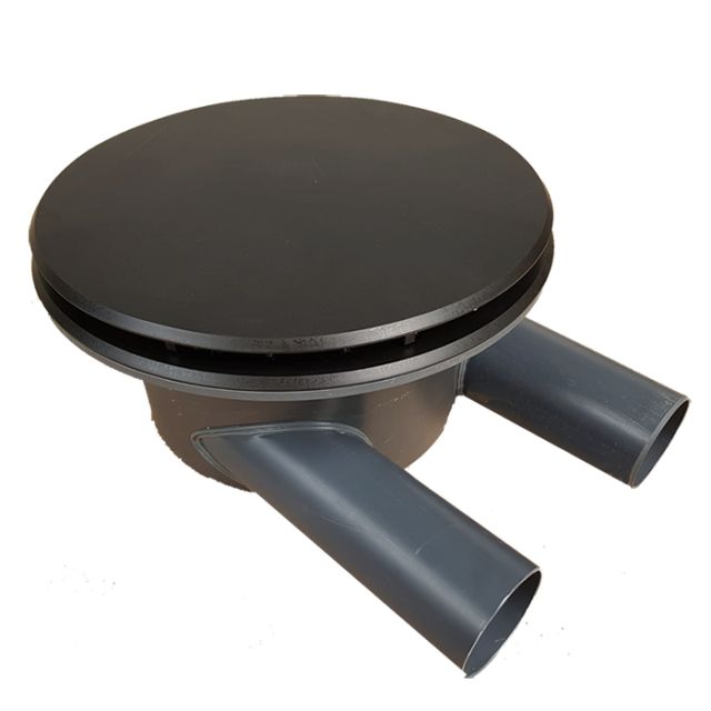 AquaKing Bodemdrain PRO 400 | 2 x 110 - Zwart Ø400mm - Deksel